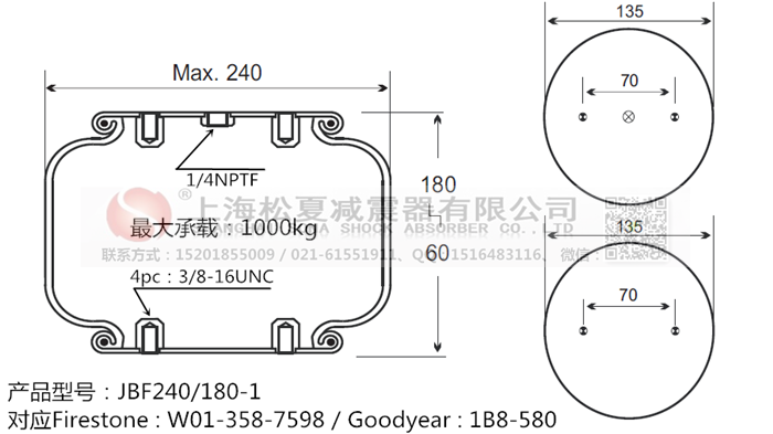 JBF240-180-1橡膠<a href='http://www.tuesdayc.cn/' target='_blank'><u>空氣彈簧</u></a>