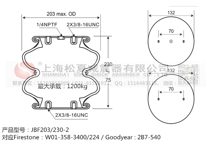 JBF203/230-2橡膠<a href='http://www.tuesdayc.cn/' target='_blank'><u>空氣彈簧</u></a>