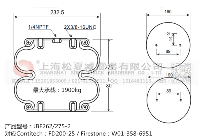 JBF262/275-2橡膠<a href='http://www.tuesdayc.cn/' target='_blank'><u>空氣彈簧</u></a>