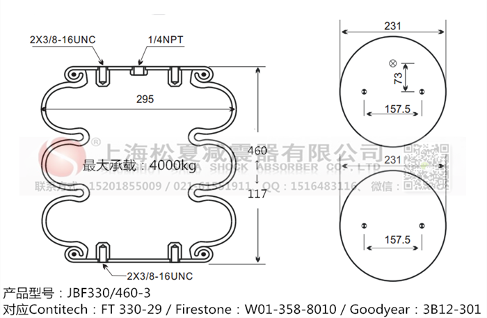 JBF330/460-3橡膠<a href='http://www.tuesdayc.cn/' target='_blank'><u>空氣彈簧</u></a>